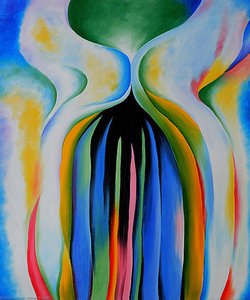 Gray Line With Black, Blue, And Yellow — Georgia O'keeffe