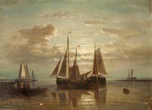 Shipping Becalmed — Abraham Hulk Senior, Marine Painting