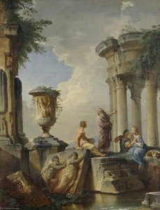 Ruins With A Prophet And Other Figures — Giovanni Paolo Pannini, Baroque