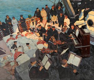 First World War Wounded Sailors Listening To Musicians Playing On Board A Ship — Oswald Moser