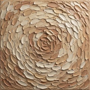 Whispers Of The Primordial: A Meditative Spiral In Sculptural Earth Tones — David Moreau, Plaster & Texture Art