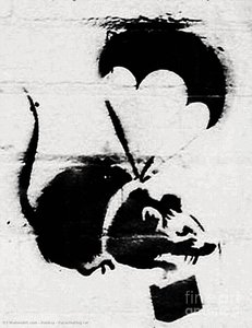 Parachuting Rat — Banksy