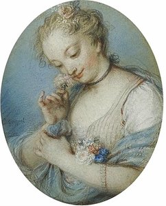 Four Seasons Spring (study) (also Known As Woman With A Blue Dress Holding Flowers) — Charles Antoine Coypel Iv