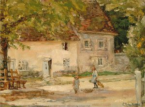 Cottage At Slindon, Sussex, Opposite The Village Club — Elinor Proby Adams, Impressionism