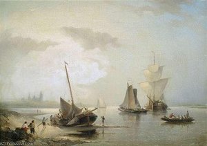 Sailing Ships At A Dutch Coast At Early Morning — Nicolaas Riegen