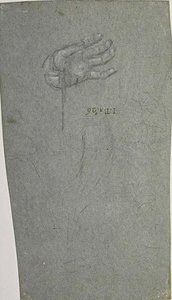 Study Of A Left Hand, Palm Facing The Sky And Indecipherable Sketches — Paolo Veronese