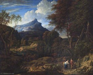 A Mountainous Landscape With Women Fetching Water — Jan Baptist Huysmans