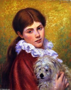 Woman With Dog — Federico Zandomeneghi