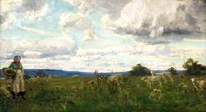 Landscape With A Figure And Sheep — Sir David Scott Murray