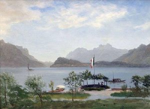 Lakeshore In Northern-italy — Albert Bierstadt