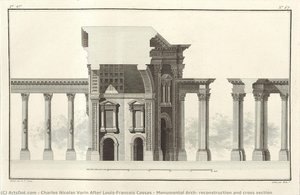 Monumental Arch, Reconstruction And Cross Section — Charles Nicolas Varin After Louis-francois Cassas