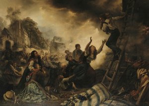The Village On Fire — Karl Wilhelm Hübner, Romanticism