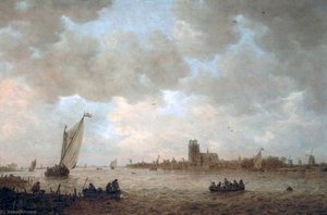 View Of Dordrecht With The Grote Kerk Across The Maas — Jan Josephszoon Van Goyen