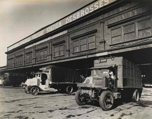 Trucks, West And Debrosses Street, Manhattan — Berenice Abbott