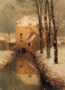 The Canal, Snow — Henri Le Sidaner
