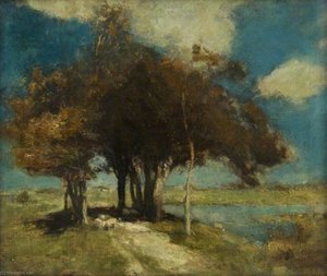 Landscape With Sheep Under Trees — Charles Hodge Mackie, Impressionism