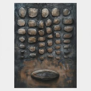 Monolithic Echoes Of Earthly Shadows In Sculptural Bronze And Charcoal Relief — David Moreau, Plaster & Texture Art
