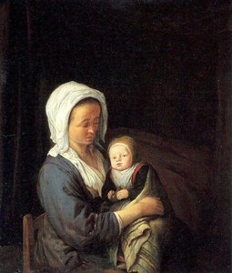 Woman Holding A Child In Her Lap — Adriaen Van Ostade