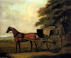 A horse and carriage in a landscape