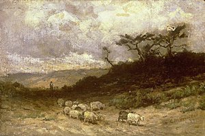 Untitled (shepherd With Sheep) — Edward Mitchell Bannister