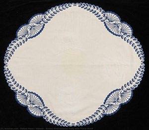Round Embroidered Doily with Floral Motif