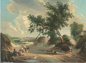 Figures Resting By A Country Path — Frederick Richard Lee