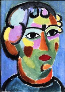 Head In Green Colors — Alexej Von Jawlensky, Expressionism
