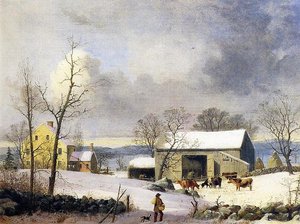 Winter In The Country, Farmyard — George Henry Durrie