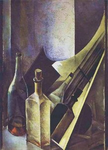 A Still Life. Coloured Bottles and Planes.