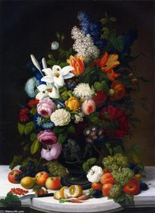 Still Life With Flowers And Fruit — Severin Roesen