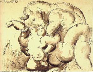 Tauros Verletzt, Pferd Und Figuren — Pablo Picasso