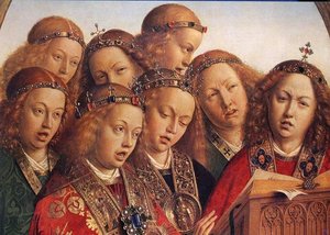 The Ghent Altarpiece: Singing Angels (detail) — Jan Van Eyck, Early Netherlandish Painting