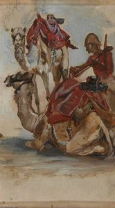 Study of a British Soldier with Two Camels, Camel Corps, Egypt, 1st Sudan War (recto)