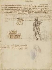 Recto: Un Palacio Y Una Fuente De Neptuno. Verso: Notas Sobre Cíclope Y La Leyenda De Las Sirenas — Leonardo Da Vinci