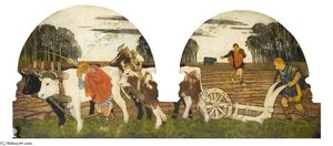 Ploughing, Sowing And Harrowing — Maurice William Greiffenhagen