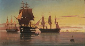 English ships and frigates at anchorage