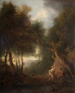 A Wooded Landscape, Autumn Evening — Thomas Gainsborough, Baroque