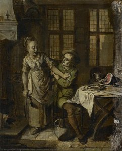 Gallant Scene In A Kitchen Interior, Willem Joseph Laquy, 1780 - 1798 — Willem Joseph Laquy