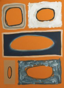 Monolithic Echoes Of Burnt Orange And Slate In A Singular Abstract Composition — Laurent Fabre, Neo-abstract Art
