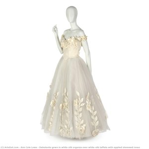Debutante Gown In White Silk Organza Over White Silk Taffeta With Applied Stemmed Roses — Ann Cole Lowe