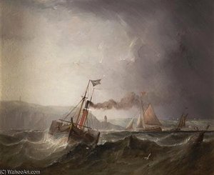 The Paddle Steamer 'queen Of The Isle' Off Douglas — Samuel Walters
