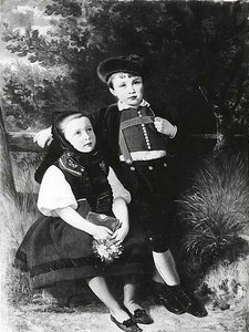 Leutze Children In Swabian Costume, (painting) — Emanuel Gottlieb Leutze