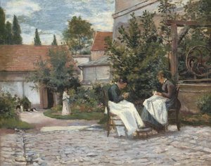 Stitching In The Garden, Gisors — Maximilien Luce