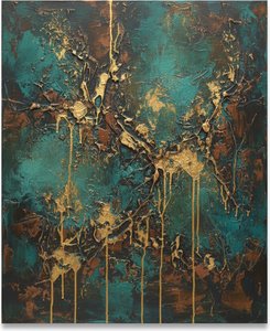 Gilded Veins Of Antiquity: A Monumental Study In Teal And Oxidized Gold — David Moreau