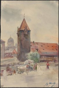 Market Booths On Lower Bergauer Platz — Georg Friedrich Schmidt
