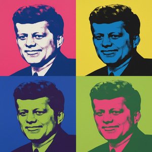 Chromatische Echos Einer Monumentalen Ikone In Quadratischer Pop-art-symmetrie — Jean-paul Faubert