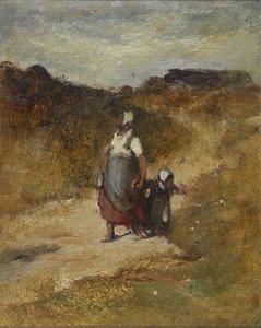 Mère et enfant sur un chemin