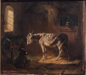 Donkeys In Stable — Benno Raffael Adam