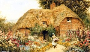 Woman Before A Cottag — Arthur Claude Strachan