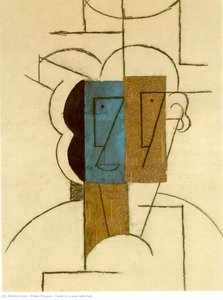 Head Of A Man With Hat — Pablo Picasso, Synthetic Cubism